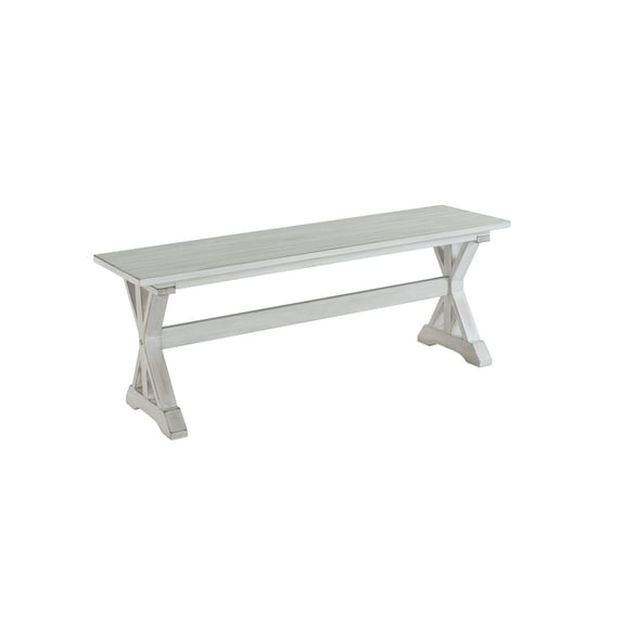 Rectangular Dining Bench with X Shaped Pedestal Legs White