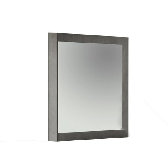 Benjara Rectangular Mirror with Faux Concrete Frame, Gray