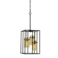 thumbnail image 1 of Rectangular Open Cage Design Pendant with Cylindrical Glass Shade, Black- Saltoro Sherpi, 1 of 5
