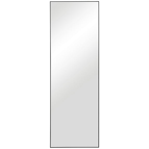 Rectangular Shape Thin Polystyrene Frame Long Mirror, Black- Saltoro Sherpi