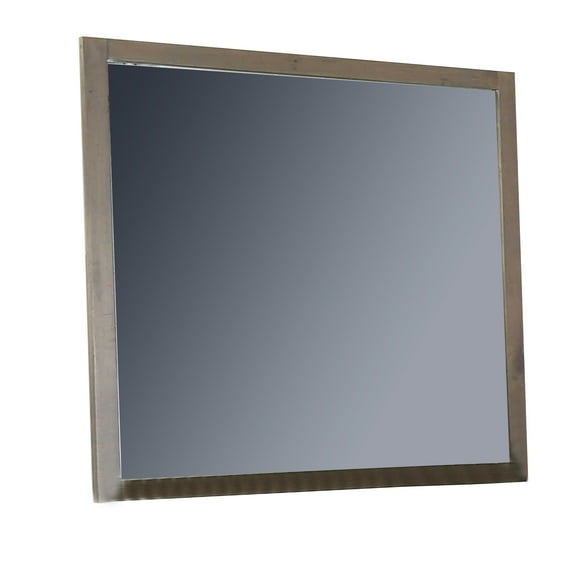 Benjara Rectangular Sleek Wooden Frame Mirror with Mounting Hardware, Taupe Gray
