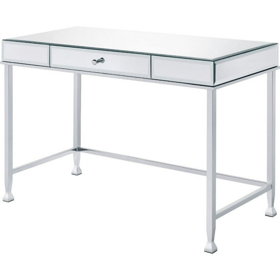 Benjara Rectangular Storage Writing Desk, Pink-Color:White
