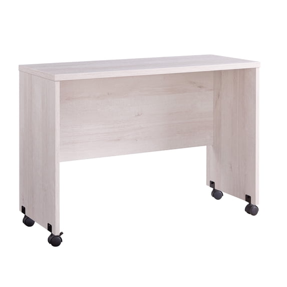 Rectangular Wooden Desk Return with Casters and Grain Details White Oak - Saltoro Sherpi