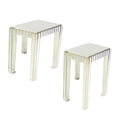 thumbnail image 1 of Benjara Rectangular Wooden Nesting Table with Smooth Top, Set of 2, Silver, 1 of 3