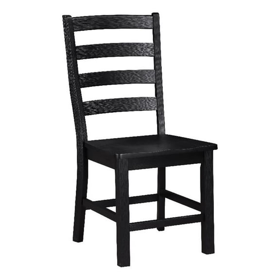 Reddy Side Chair Set of 2- Ladder Back Farmhouse Style- Black Wood