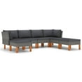 thumbnail image 1 of Reem 7pc Modular Sofa and Ottoman Set, Rattan Frame, Gray Polyester, 1 of 5