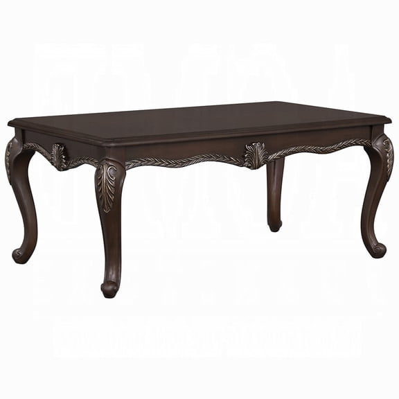 Reese Coffee Table-European Carved Classic Cherry Brown Wood-48 Inch
