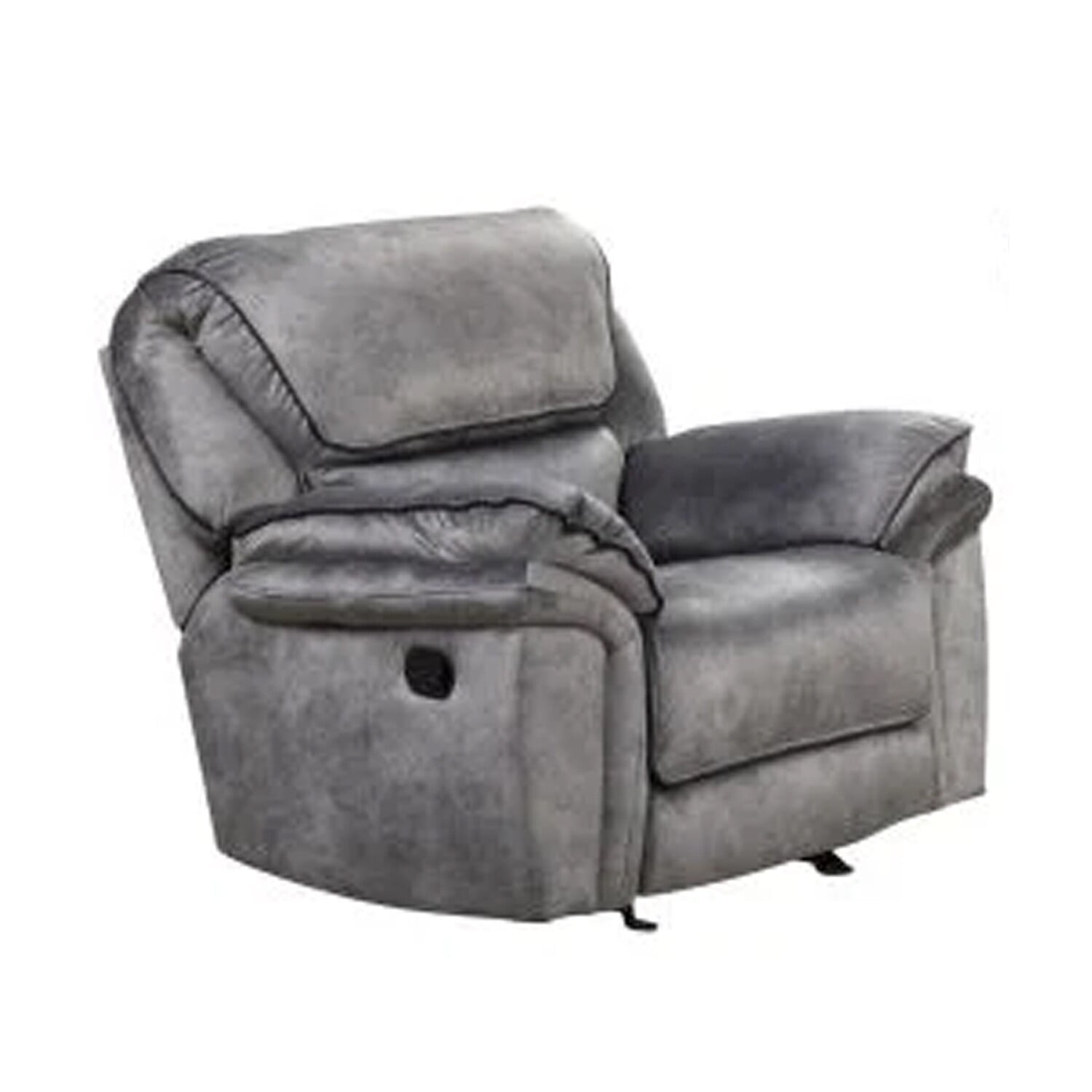 Gray Faux Leather Recliner Accent Chair with Wood Frame