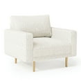 thumbnail image 1 of Remy Accent Chair, Bench Seat w Track Arms, Plush Off White Boucle, 1 of 5