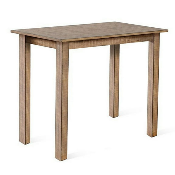 Rena Bar Height Dining Table, 48 Inch Beige Pebble Mahogany Wood