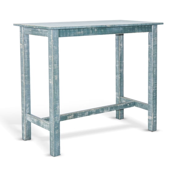 Rena Bar Height Table, 48 Inch Rectangular Seagrass Mahogany Wood ...