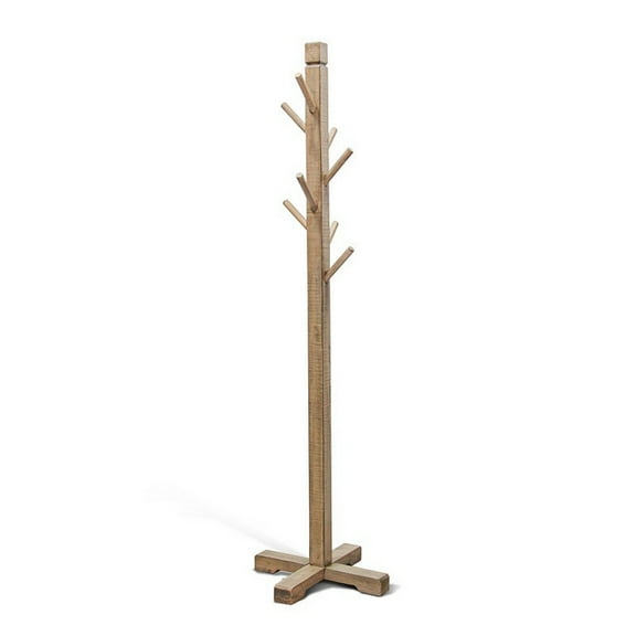 Rena Coat, Hat Tree Stand, 8 Wood Stems, 72 Inch Light Brown Mahogany