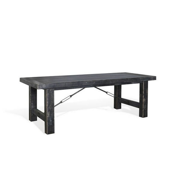 Rena Dining Table, 2 Extension Leaves, 86-122 Inch Black Mahogany Wood