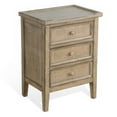 thumbnail image 1 of Rena End Table with 3 Drawers, 19 Inch Distressed Brown Mahogany Wood, 1 of 5