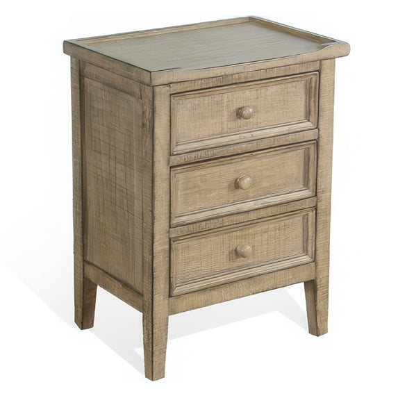 Rena End Table with 3 Drawers, 19 Inch Distressed Brown Mahogany Wood