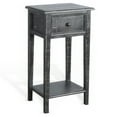 thumbnail image 1 of Rena Side End Table with 1 Drawer, 17 Inch Rustic Black Mahogany Wood, 1 of 5