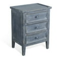 thumbnail image 1 of Rena Side End Table with 3 Drawers- 19 Inch Rustic Blue Mahogany Wood, 1 of 5