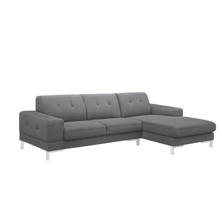 Benjara Reno 111 Inch Modern Sectional Sofa with Right Facing Chaise Lounger, Gray