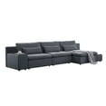 thumbnail image 1 of Benjara Reno 145 Inch Right Facing Sectional Sofa, Modular, Loose Pillow, Gray, 1 of 5