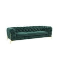 thumbnail image 1 of Benjara Reno Joni 97 Inch Modern Sofa, Chesterfield, Velour Fabric, Green, Gold, 1 of 2