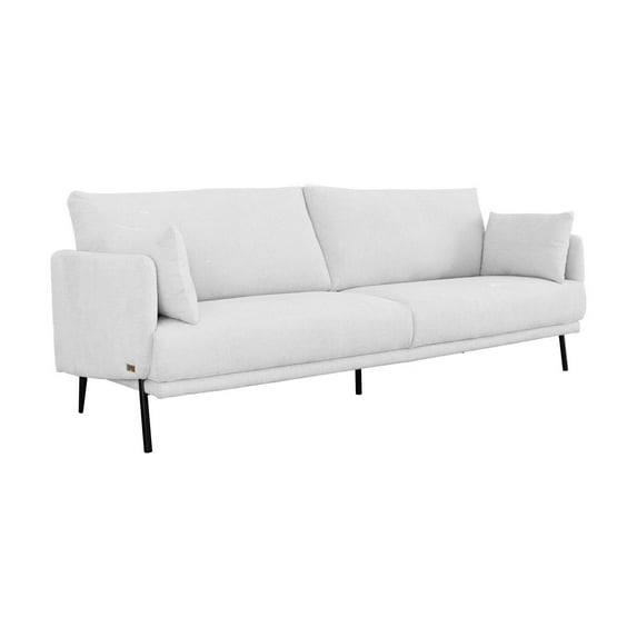 Benjara Reno Jule 85 Inch Modern Sofa, Pillow Backrest, Fabric, White