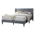 thumbnail image 1 of Reno Queen Size Bed- Modern X Channel Tufted Gray Velvet Upholstery, 1 of 6
