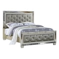 thumbnail image 1 of Benjara Reva California King Bed with Mirror Inlay-Upholstered Gray Faux Leather, 1 of 8