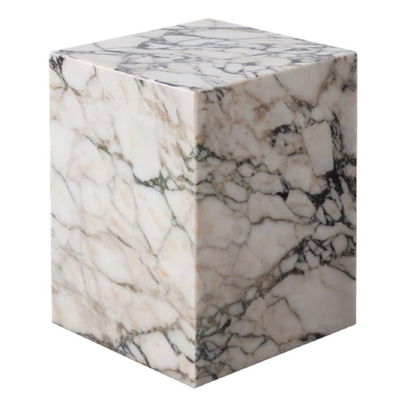 Benjara Rey Side End Table- 15" Square Natural Viola Marble Pedestal