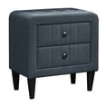 thumbnail image 1 of Rheo Nightstand, 2 Drawers, 22 Inch Upholstered in Charcoal Gray Linen, 1 of 6