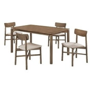Rida 5pc Dining Table Set w 4 Upholstered Chairs- Natural Walnut Brown