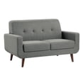 thumbnail image 1 of Benjara Rim 56 Inch Loveseat, Gray Polyester, Tufted Back, Brown Solid Wood-Color:GrayMaterial, 1 of 5