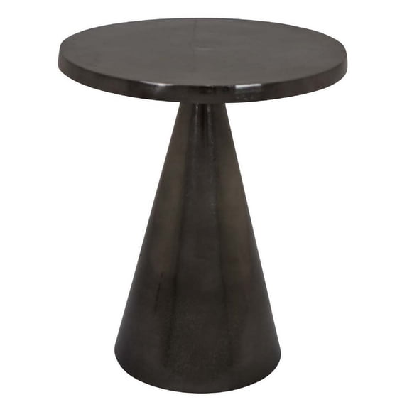 Benjara Riot 19 Inch Plant Stand Table, Round Top, Triangle Pedestal, Metal, Black