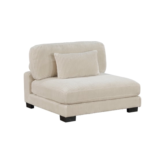 Rix 45 inch Modular Armless Chair- Beige Corduroy Fabric- Black Wood Legs