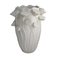 thumbnail image 1 of Benjara Ro Decorative Vase, Textured Lotus Accents, White Ceramic 16 Inch, 1 of 6
