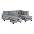 thumbnail image 1 of Roe 3pc Sectional Sofa Set w Chaise, Ottoman, 2 Pillows, Fog Gray, 1 of 6
