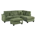 thumbnail image 1 of Roe 3pc Sectional Sofa Set w Chaise, Ottoman, 2 Pillows, Green, 1 of 3