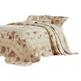 thumbnail image 1 of Rosle 3 Piece Queen Bedspread Set, Floral Print, Scalloped, Cream, Pink- Saltoro Sherpi, 1 of 6