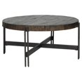 thumbnail image 1 of Benjara Round Cocktail Table with Tubular Metal Base, Brown and Gray, 1 of 3