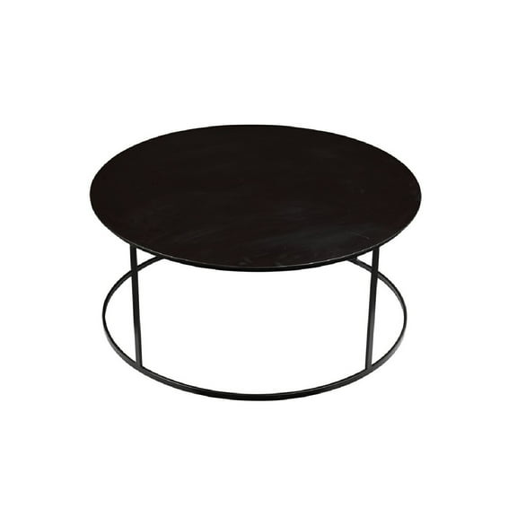 Round Metal Frame Side Table with Tubular Legs, Dark Brown