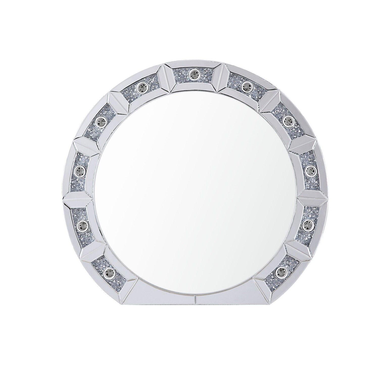 Round Panel Mirror Round Mirror Panel Wall Decor with Light Function and Faux Diamond ...