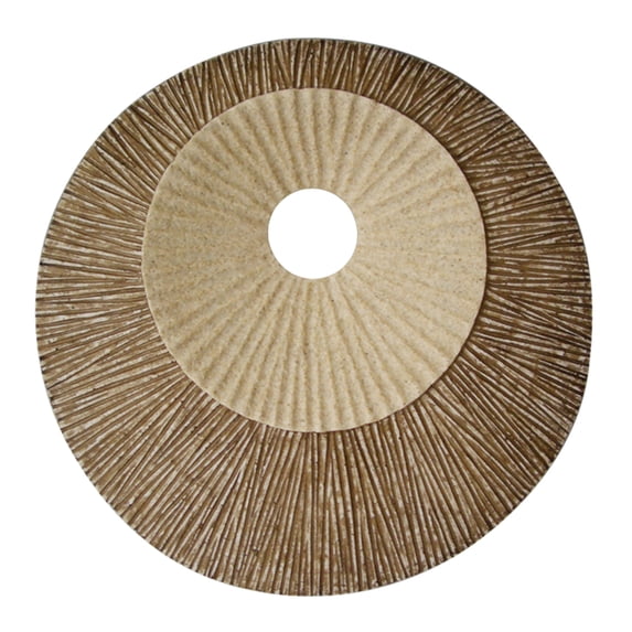 Benjara Round and Ribbed Double Layer Sandstone Wall Art, Large, Brown and Beige