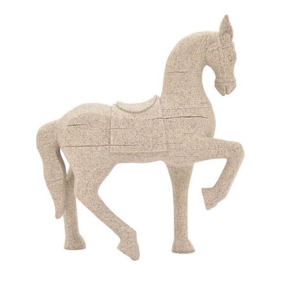 Benjara Ruhe 18 Inch Horse Figurine Statuette, Lifelike, Standing Pose, White Resin