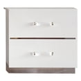 thumbnail image 1 of Benjara Ruo 25"" Modern NightStand-2 Drawers-Chrome Plinth Base-White Wood, 1 of 6