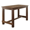 thumbnail image 1 of Rustic Plank Wooden Counter Height Table with Block Legs, Oak Brown- Saltoro Sherpi, 1 of 3