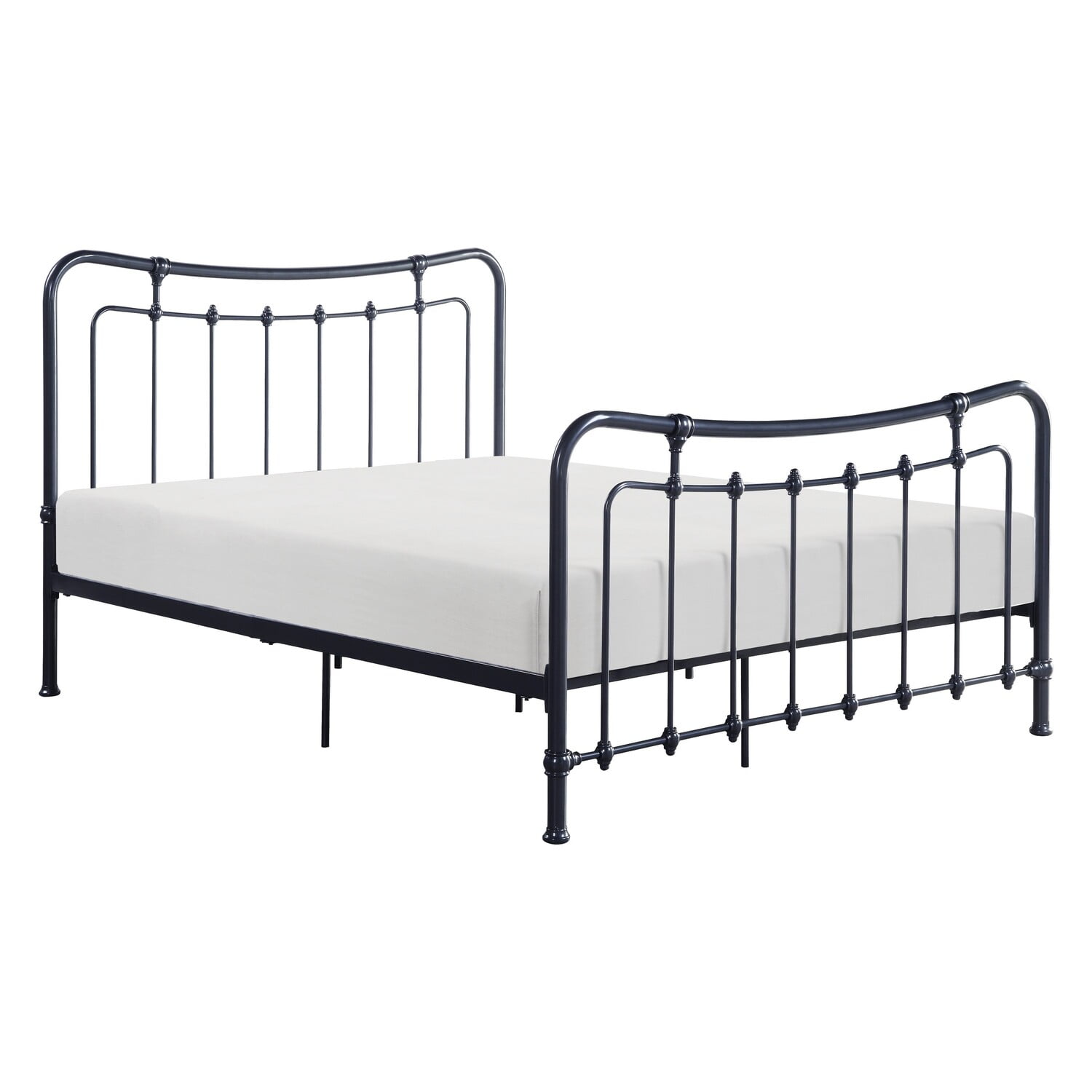 Ryan Black Metal Full Bed with Curved Spindle Headboard
