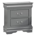 thumbnail image 1 of Ryla Nightstand- 2 Drawers- Light Gray Solid Wood- Nickel Drop Handles, 1 of 6