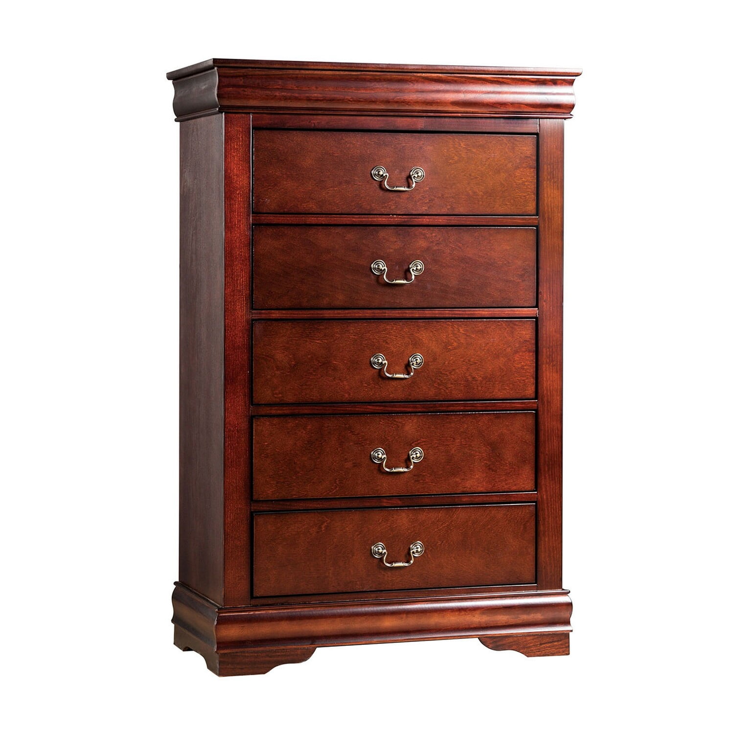 Leva Tall Dresser Chest, Distressed White Acacia Wood, 5 Drawers main image 1