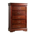thumbnail image 1 of Ryla Tall Dresser Chest, 5 Drawers, Metal Handles, Cherry Brown Solid Wood, 1 of 5
