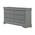 thumbnail image 1 of Ryla Wide Dresser, 6 Drawers, Nickel Metal Handles, Light Gray Solid Wood, 1 of 5