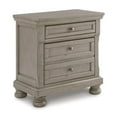 thumbnail image 1 of Ryno Nightstand, 2 Drawers, Pull Out Tray, Nickel Round Knobs, Gray, 1 of 5